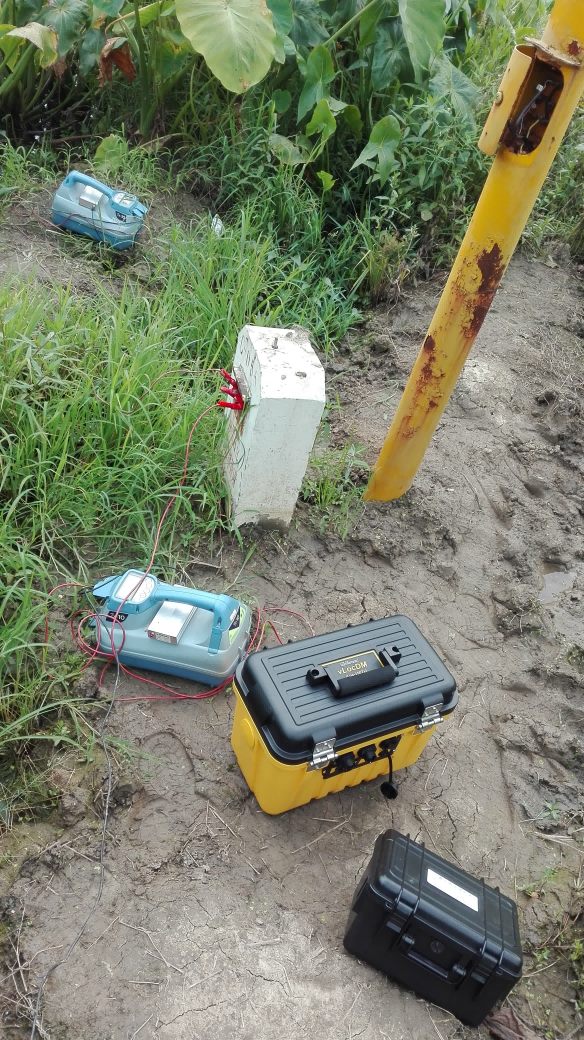 Coating survey at pipeline marker post