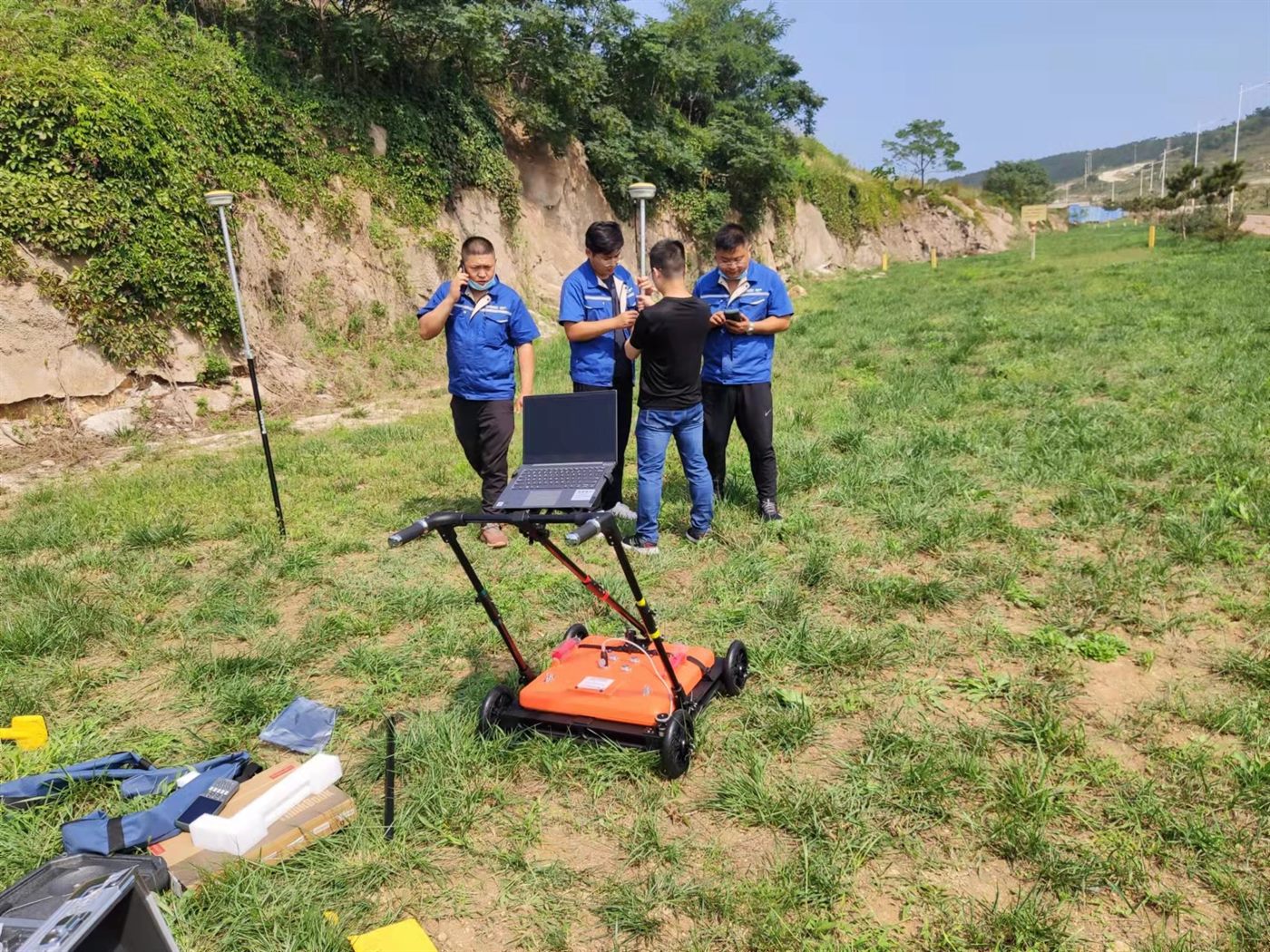 Field survey equipment in operation